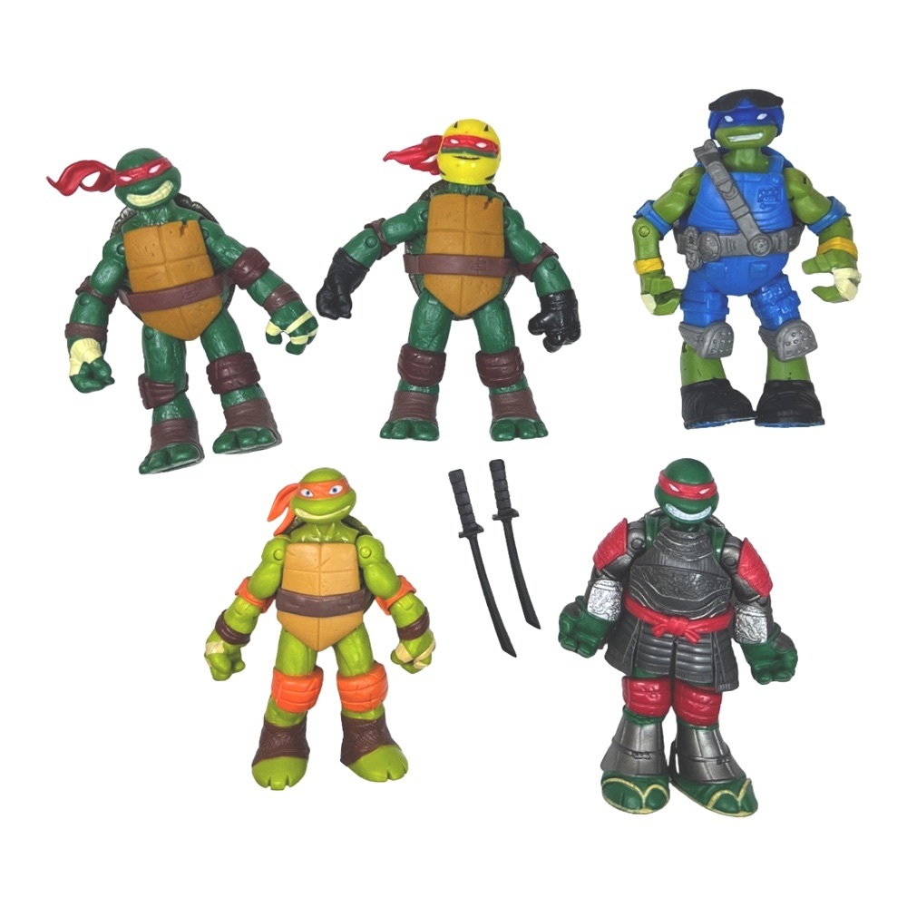5 Teenage Mutant Ninja Turtle Figures with 2 Swords 4.5 Inches Tall 2012-2013